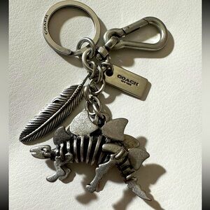 Coach metal silver Steggy keychain charm (rexy collection)